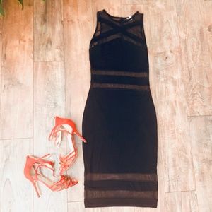 MESH PANELLED MIDI DRESS